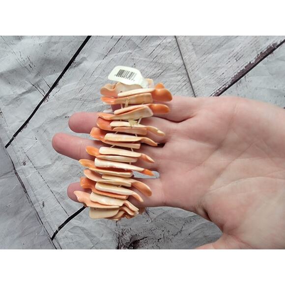 Orange Coral Real Shell Stretch Bracelet Chunky Vacation Beach Nice Elastic Boho - Picture 2 of 6